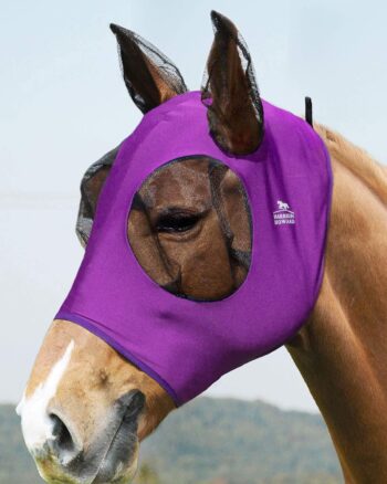 Harrison Howard Super Comfort Stretchy Fly Mask Large Eye Space with UV Protection Soft on Skin with Breathability-Amethyst