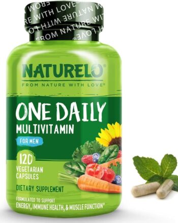 NATURELO Men’s Multivitamin Easy One a Day | 60 Vegan Capsules (2 Month Supply) | 29 Essential Vitamins, Minerals & Fruit & Veg Extracts, for Men’s Health, Energy and Performance