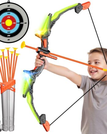 Bow Arrow Set for Kids, LED Light Up Archery Set Toys with 10 Arrows, Indoor Outdoor Shooting Games Hand-eye coordination Birthday Gifts for 6 7 8 9 10 11 12 13 14 Year Old Boys Girls