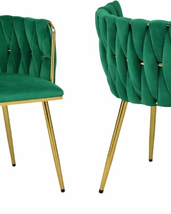 HYGRAD BUILT TO SURVIVE Set of 2 x Luxury Velvet/Metal Upholstered Seat Woven Dining Kitchen Home Restaurant Bar Pub Stool Chair (Cream/Gold)