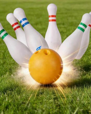 Giant Bowling Set for Adults – 6 Jumbo Skittles Pins, Ball & Carry Bag – Outdoor & Indoor Lawn Game – Party Game for Garden, BBQ, Team Building & Events